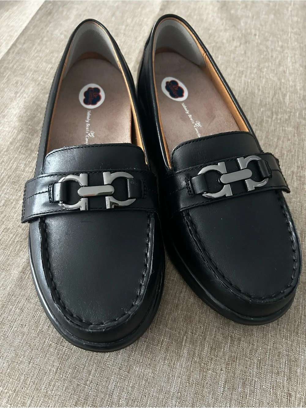 New Dr. Comfort Mallory Black Leather Slip On Dress Shoes Women’s Size 7.5